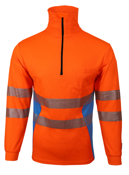 Zip-Sweater BORMIO SAFETY Bachtel HiVis orange/hellblau